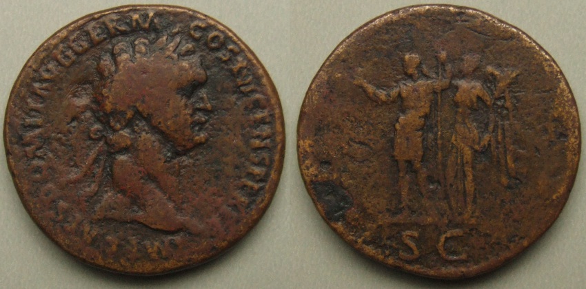 Domitian, sestertius, Domitian crowned by Victory Domitian, sestertius, Domitian crowned by Victory